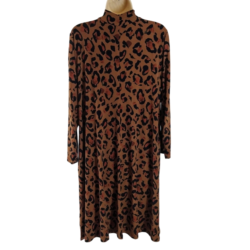 Susan Graver long sleeves stretchy animal print dress - Picture 3 of 8